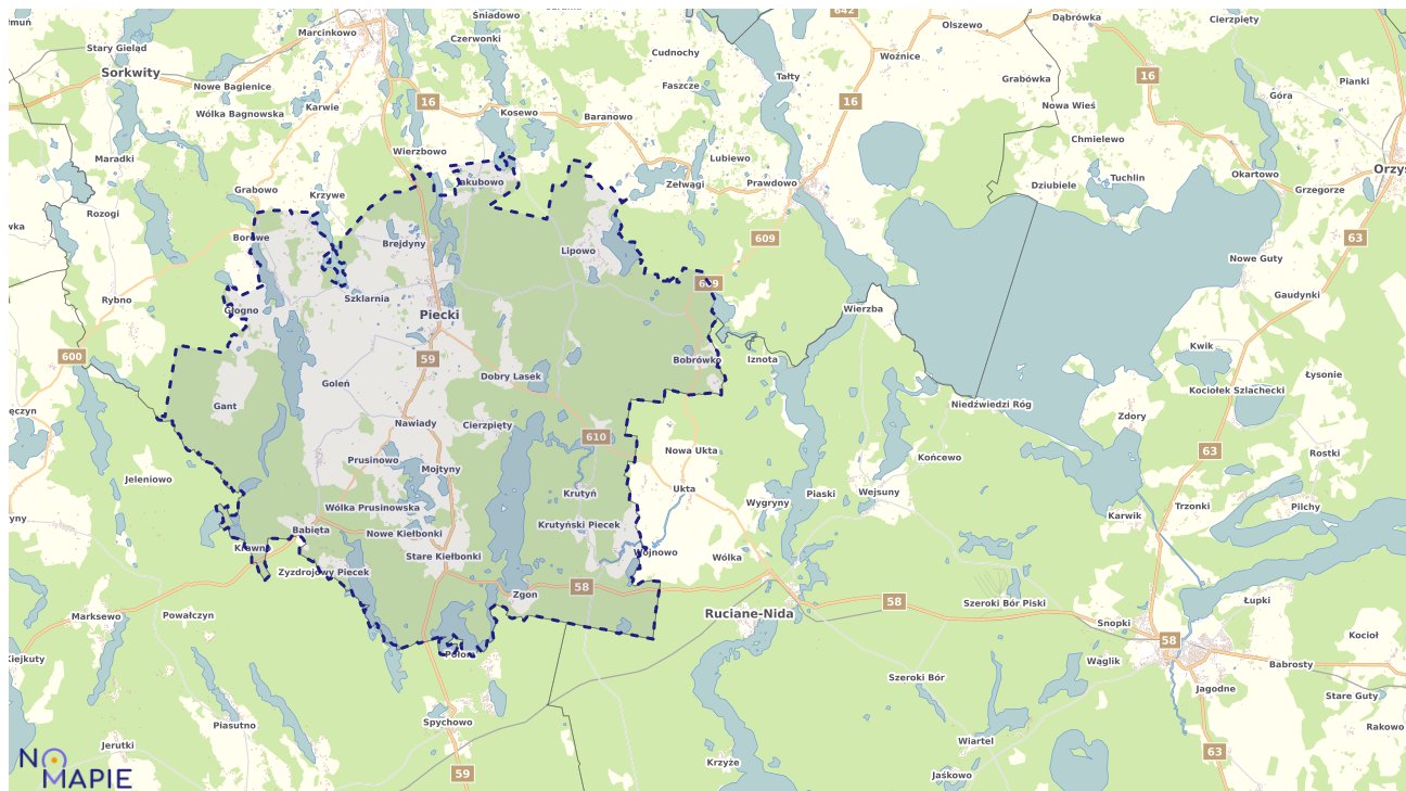 Mapa obszarów ochrony przyrody Piecków